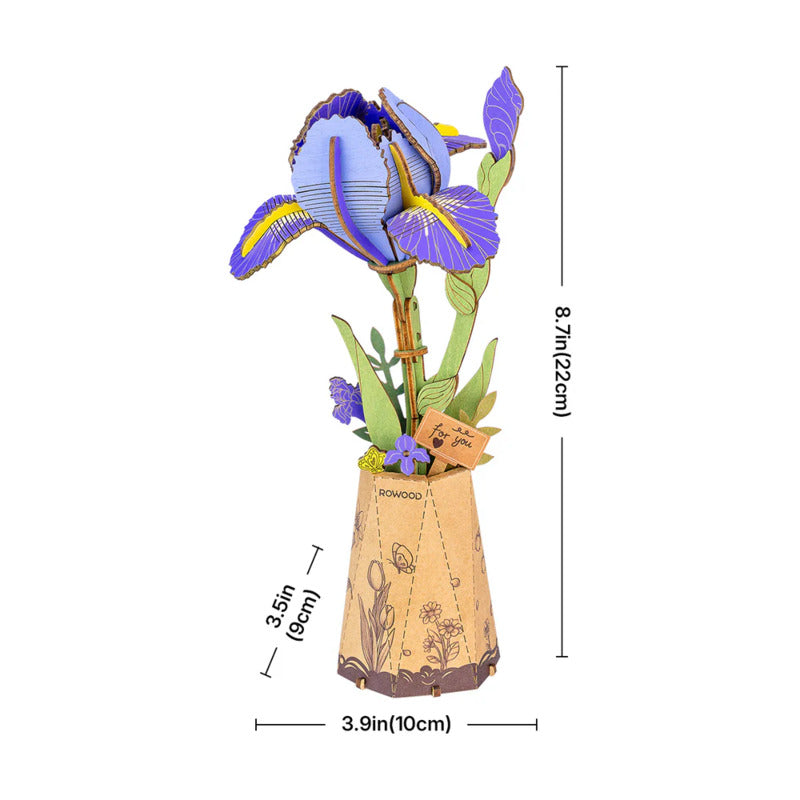 Rowood 3D Wooden Puzzle, Purple Iris
