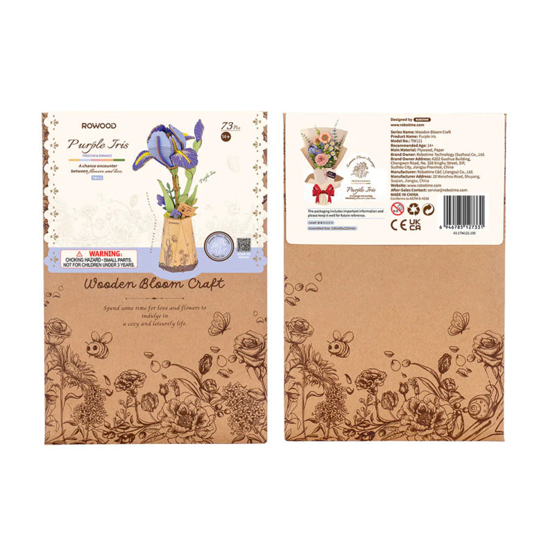 Rowood 3D Wooden Puzzle, Purple Iris