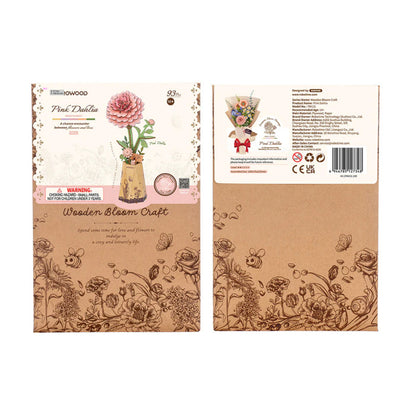 Rowood 3D Wooden Puzzle, Pink Dahlia