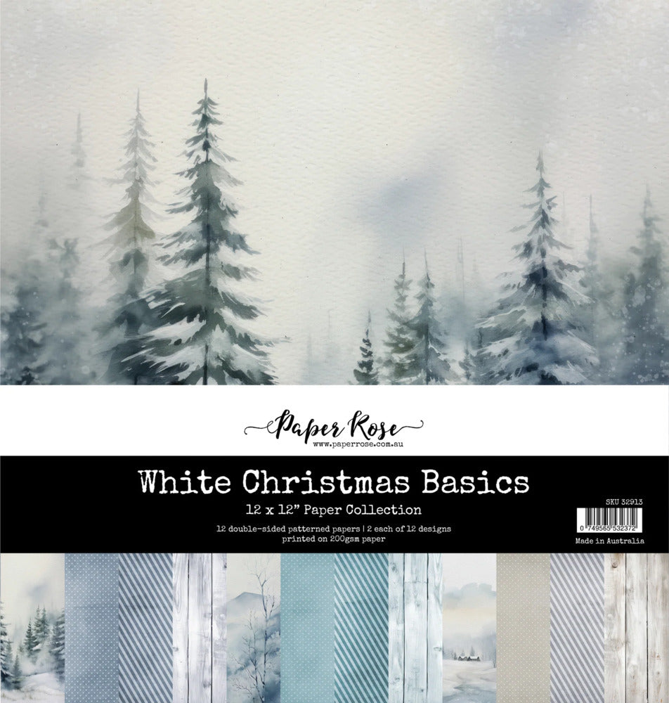 Paper Rose Studio - 12x12 Paper Pack - White Christmas Basics