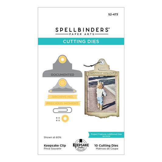 Spellbinders paper arts cutting dies packaging with product illustration and branding.
