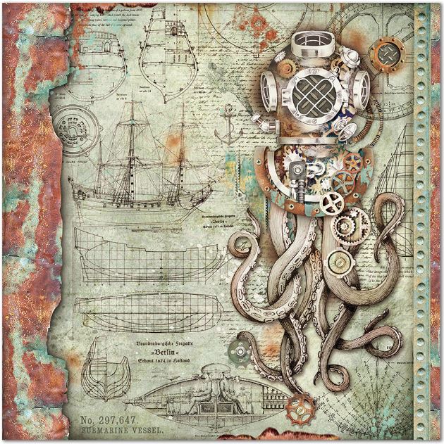 Stamperia - 12x12 Designer paper - Sea World Octopus