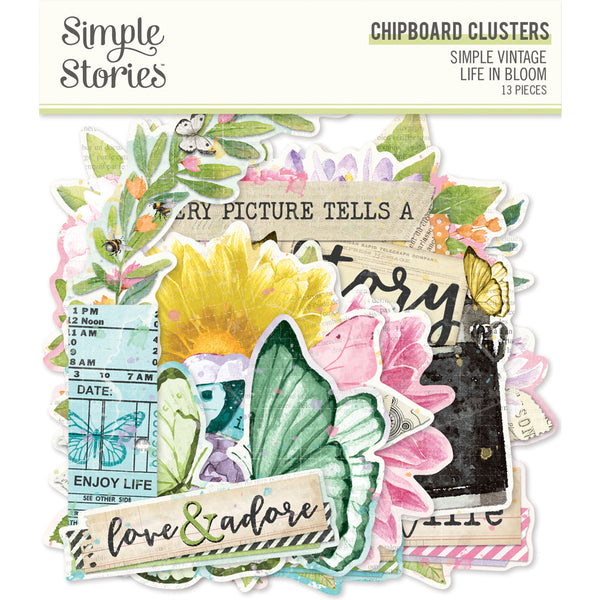 Simple Stories - Chipboard Clusters, Simple Vintage Life in Bloom
