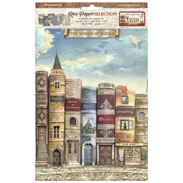 Stamperia Rice Paper for Decoupage - A3 Vintage Library -Selection