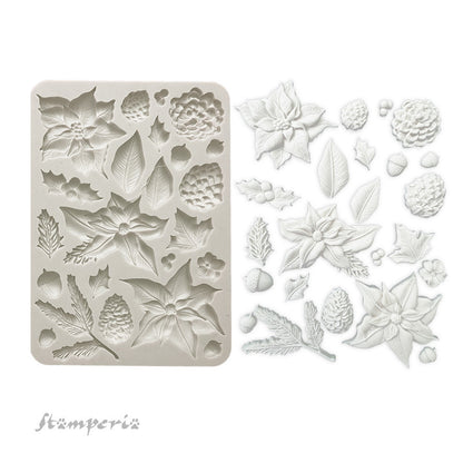 Stamperia - Silicone Mould - The Nutcracker - Poinsettia And Pinecones