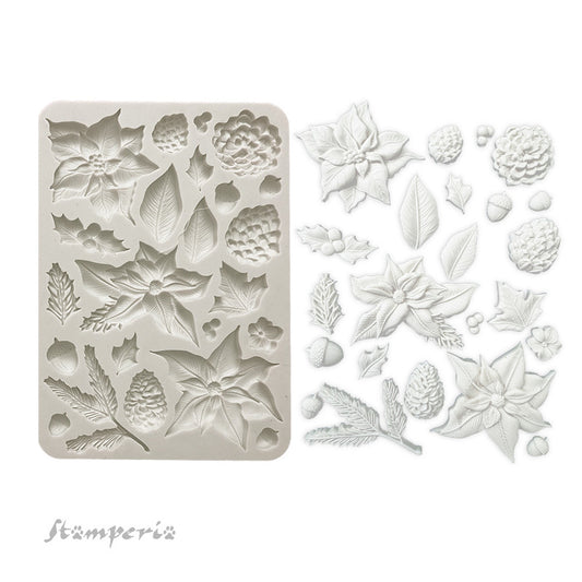 Stamperia -Silicone Mould - The Nutcracker - Poinsettia And Pinecones