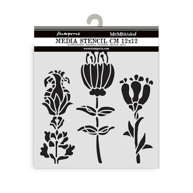 Stamperia Furry Friends - Stencil - Stylized Flowers (small)