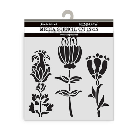 Stamperia Furry Friends - Stencil - Stylized Flowers (small)