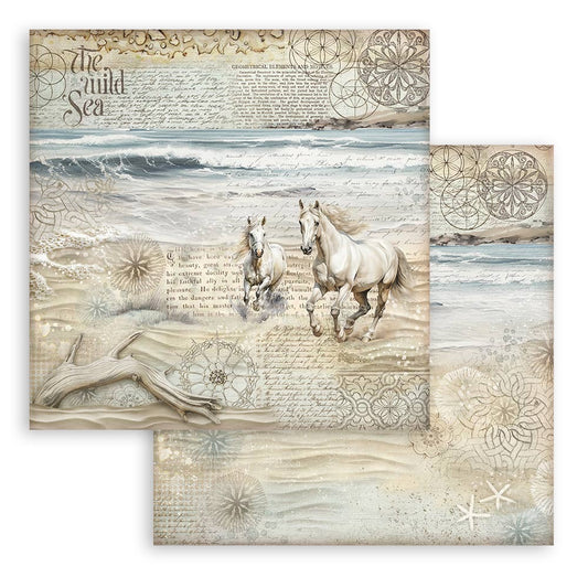 Stamperia Silent Sea - 12x12 Designer Paper - Horses