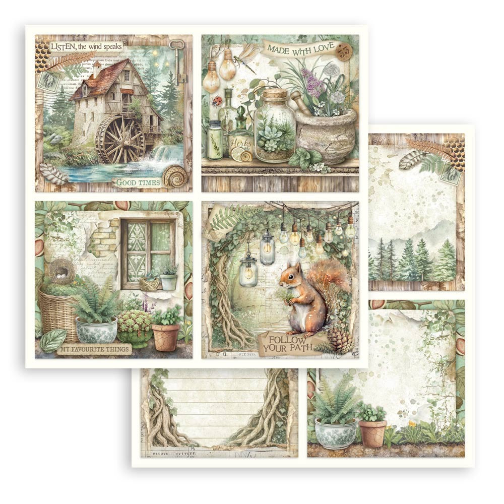 Stamperia Herbarium Silvae - 12x12 Designer Paper - 4 Cards