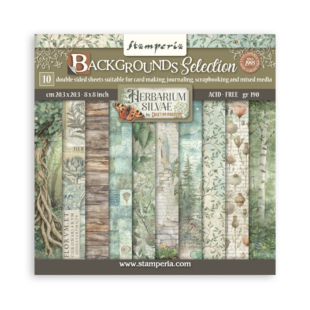 Stamperia Herbarium Silvae - 8x8 Backgrounds Selection