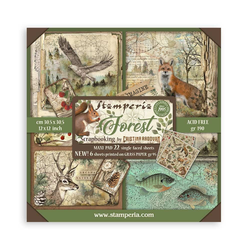 Stamperia - 12x12 Maxi Paper Pack - Forest *bonus papers*