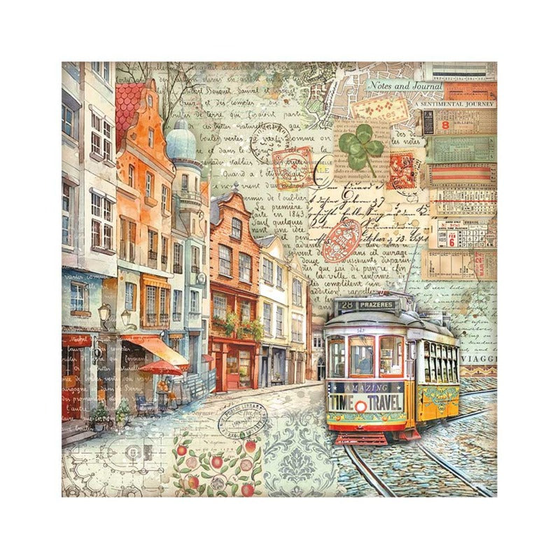 Stamperia - 12x12 Fabric Sheet - Art of Travelling