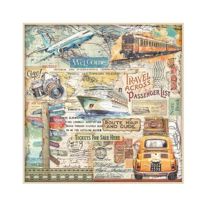 Stamperia - 12x12 Fabric Sheet - Art of Travelling