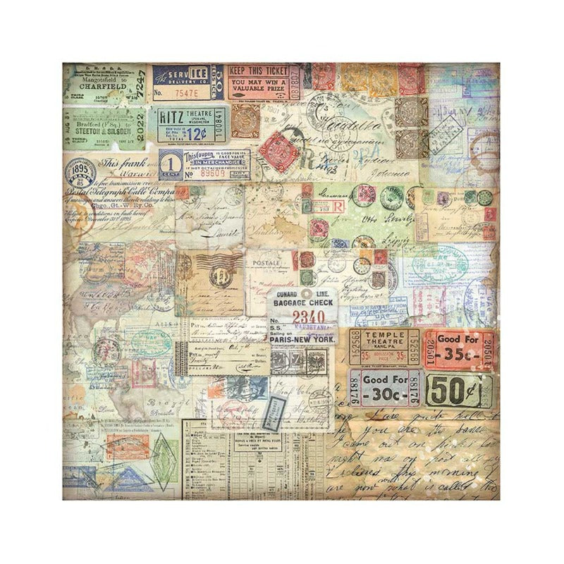 Stamperia - 12x12 Fabric Sheet - Art of Travelling