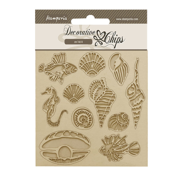 Stamperia - Songs of the Sea, Decorative Chips Shells and Fish