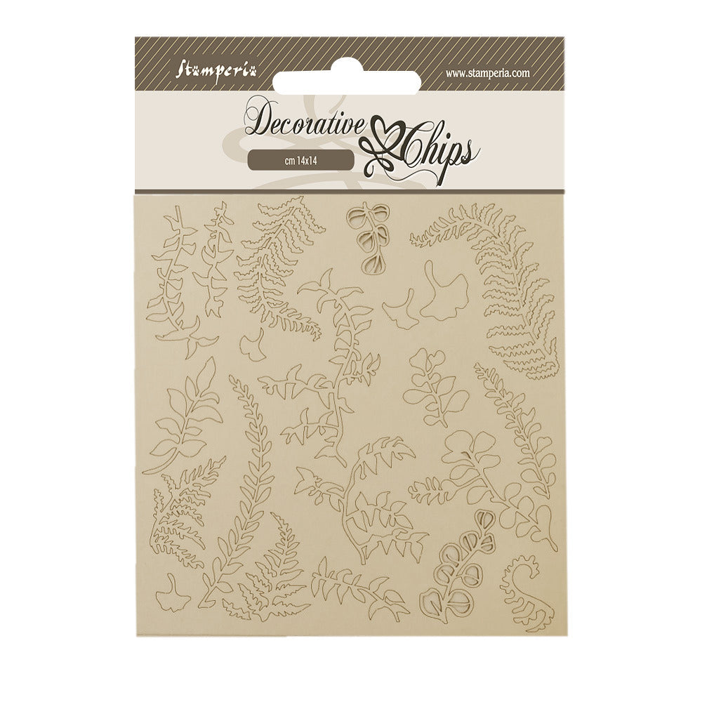 Stamperia Decorative Chips - Woodland, Branches with Leaves