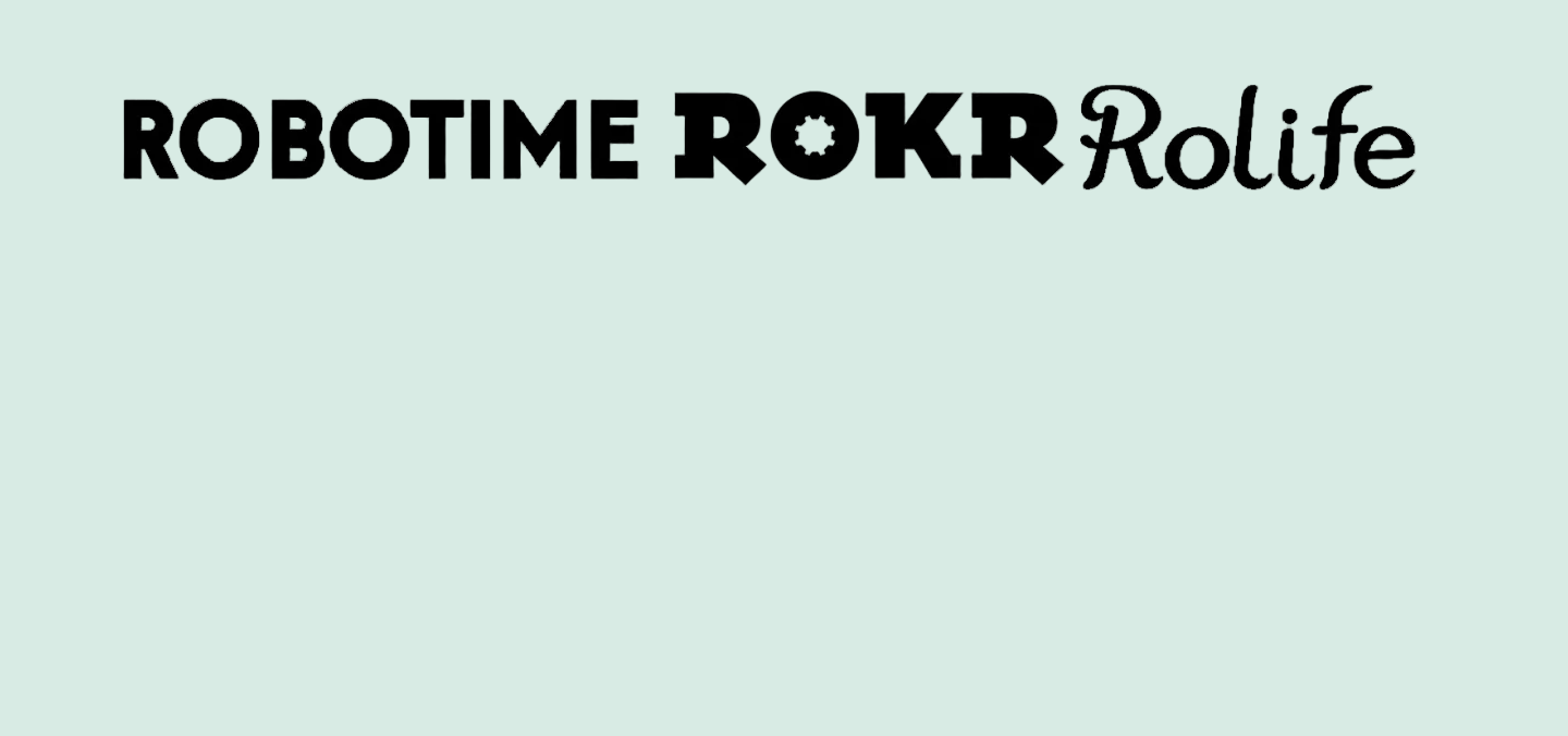 3 Words Robotime, Rokor and Rolife on a teal background