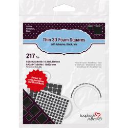 Scrapbook Adhesives Thin 3D Foam Squares Black Mixed Pack