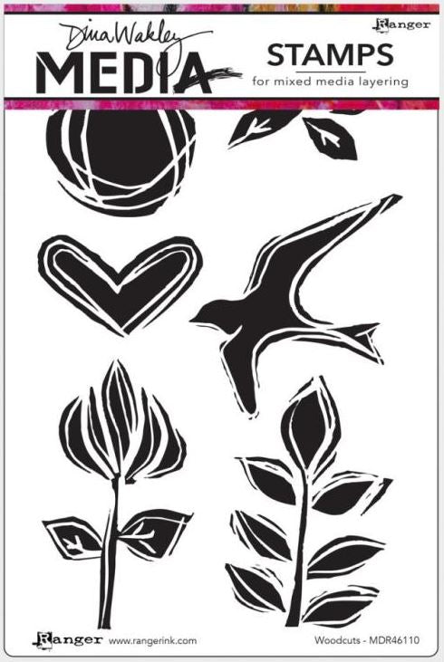 Dina Wakley Media - Cling Stamp, Woodcuts