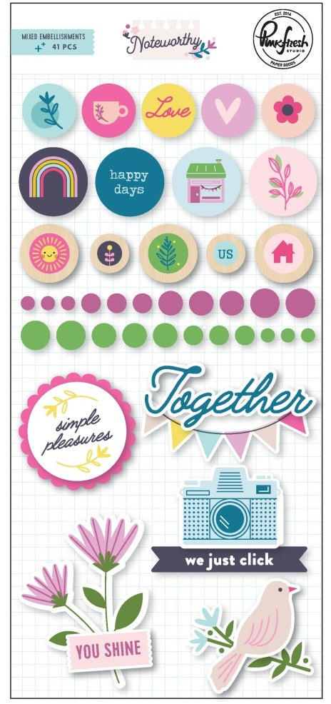 PinkFresh Studio - Noteworthy - Mixed Embellishments