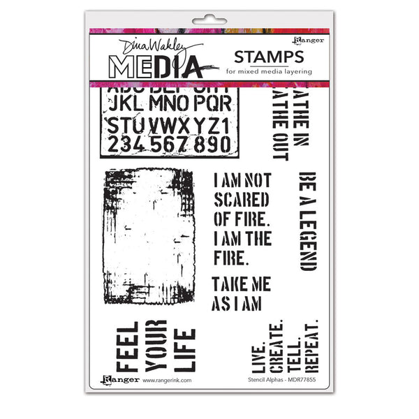 Dina Wakley Media - Cling Stamp, Stencil Alphas