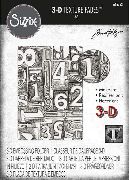 Sizzix - Tim Holtz Texture Fades A6 Embossing Folder - Numbered