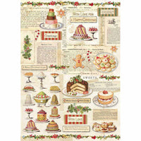 Stamperia Rice Paper for Decoupage -  Christmas Vintage Patisseries