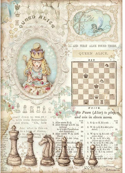 Stamperia Rice Paper for Decoupage - A4 Rice Paper  Alice Through the Looking Glass - Queen Alice