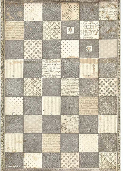 Stamperia Rice Paper for Decoupage - A4 Rice Paper  Alice Through the Looking Glass - Chessboard