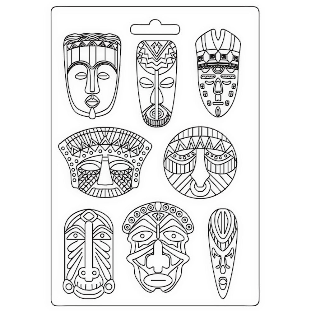 Stamperia - A4 Soft Mould - Savana - Tribal Masks