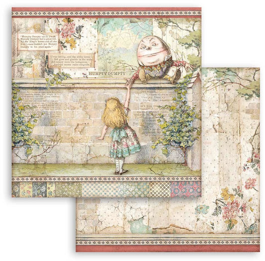 Stamperia - 12x12 Designer Paper - Alice Through the Looking Glass - Humpty Dumpty