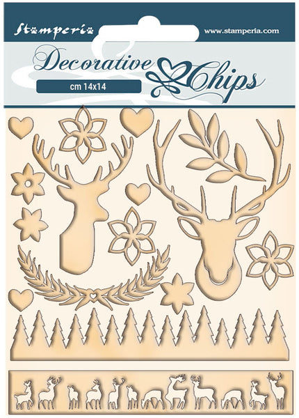 Stamperia - Decorative Chips - Pink Christmas - Deer