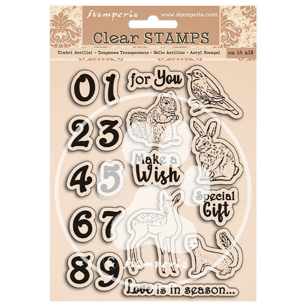 Stamperia - Clear Stamp, Romantic Cozy Winter - Numbers & Animals