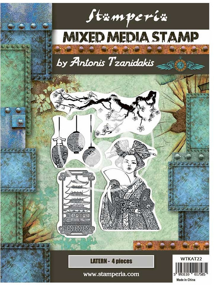 Stamperia - Rubber Multi Media Stamp - Sir Vagabond In Japan - Lantern